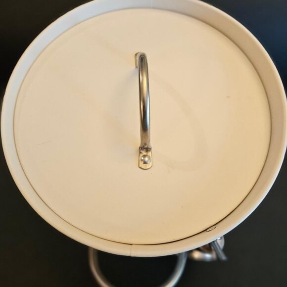 White metal double handle ice bucket w metal ice scoop, 3QT - Picture 5 of 7